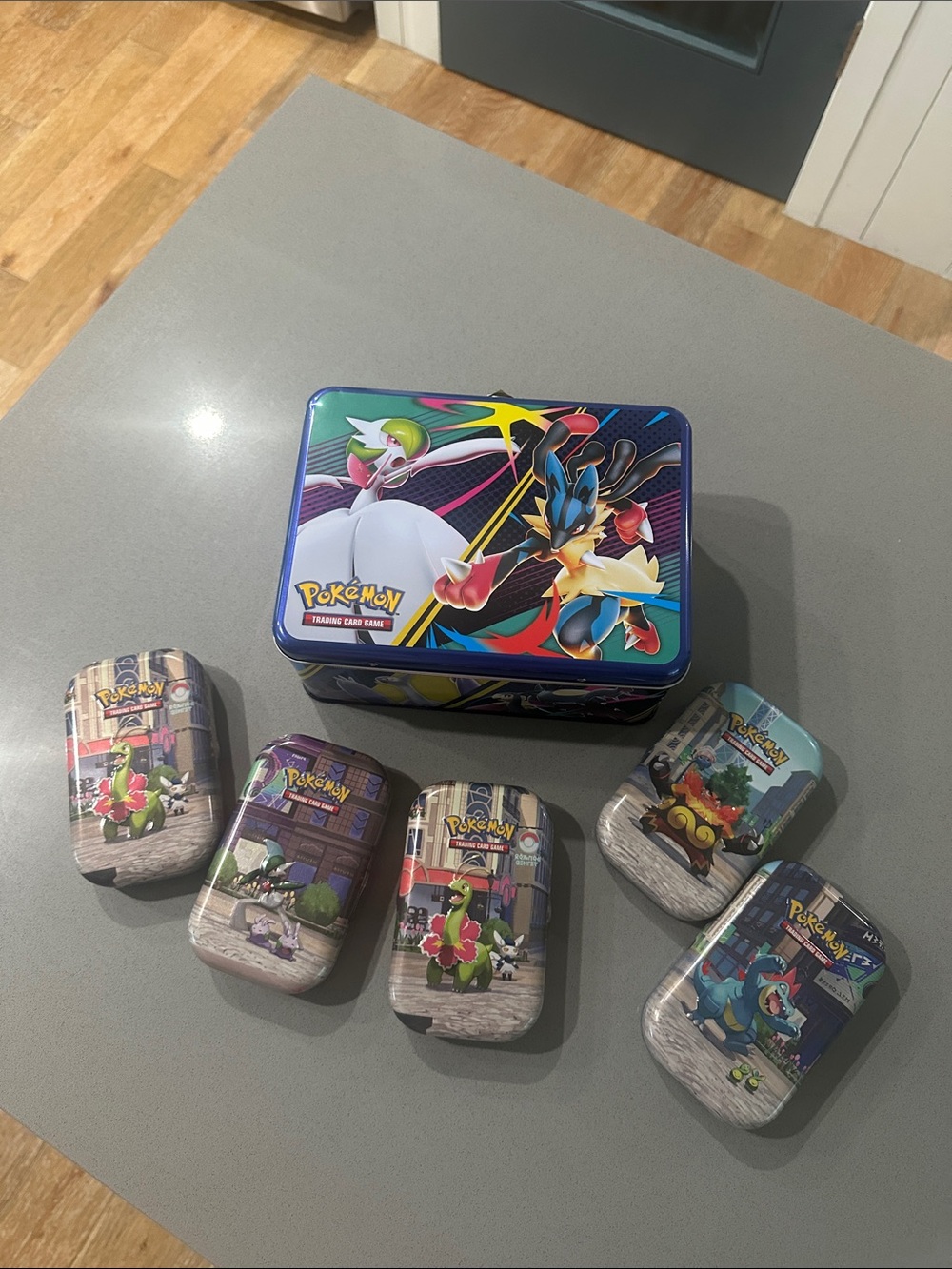 Trading Card Game Tin Set - Blue Multi-Color - no cards included